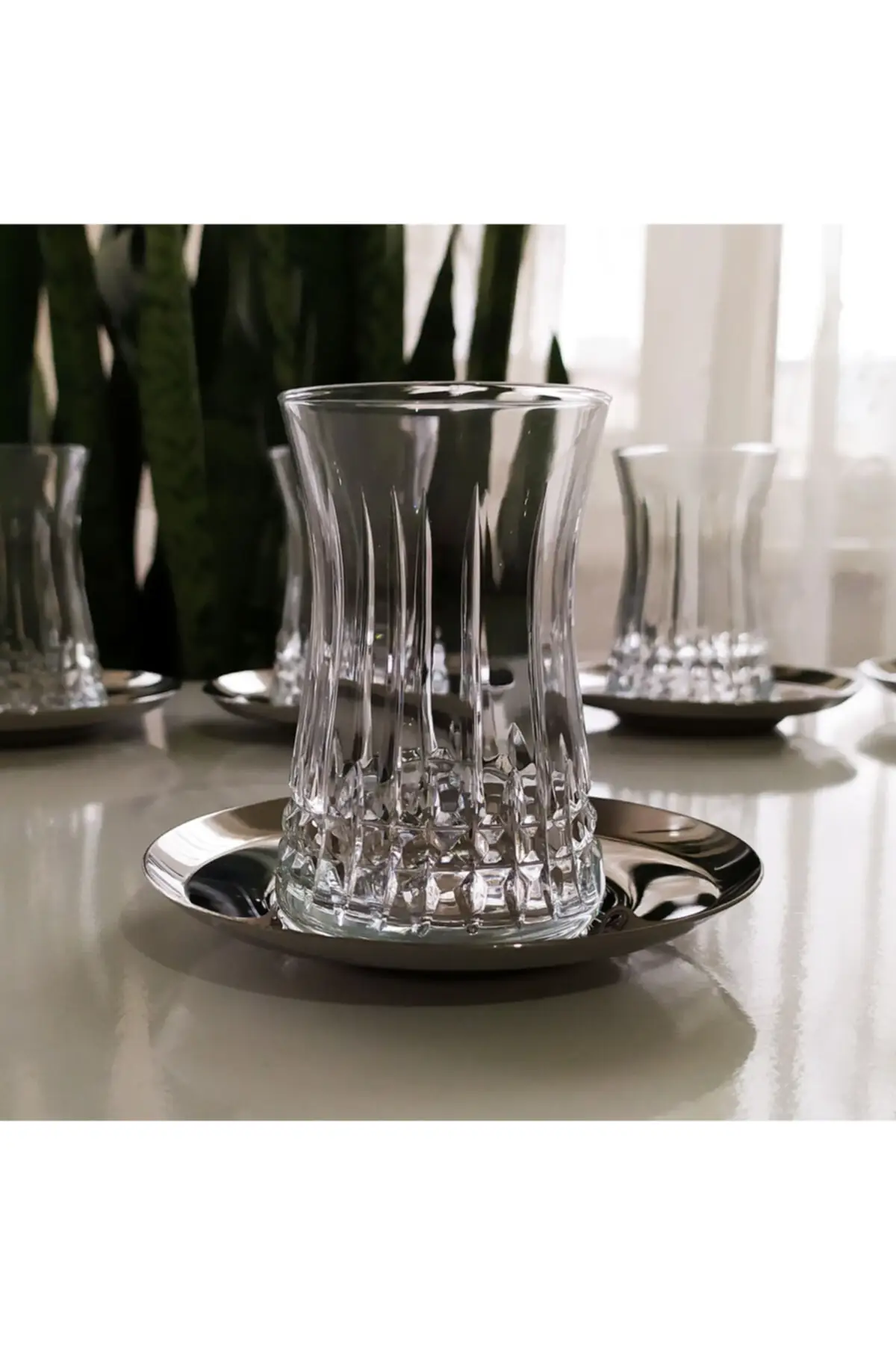 Pashabahce lisbon Tea Cup set steel plate-6 seater Turkish Tea Cup Glass Cup Glass Cup