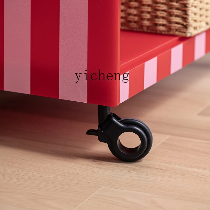 

TQH cart potted plant flower stand living room sofa edge mobile snack storage rack rack