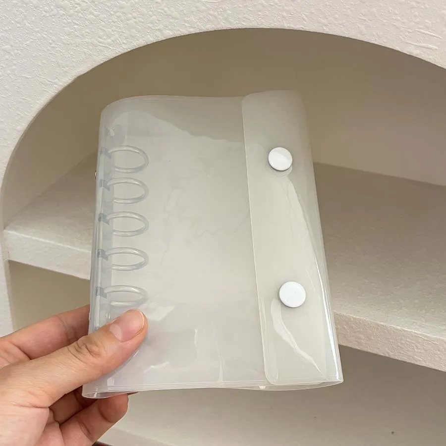 A6A7M5 White Series Loose-Leaf Cover with Double Buckle Storage Card File in INS Style PVC Cover Notebook