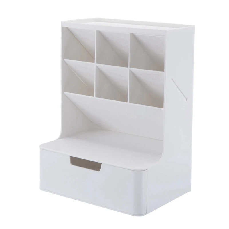 Caja de almacenamiento multifuncional para bolígrafos, cajón multicapa a prueba de polvo para escritorio, suministros de oficina, Blanco duradero