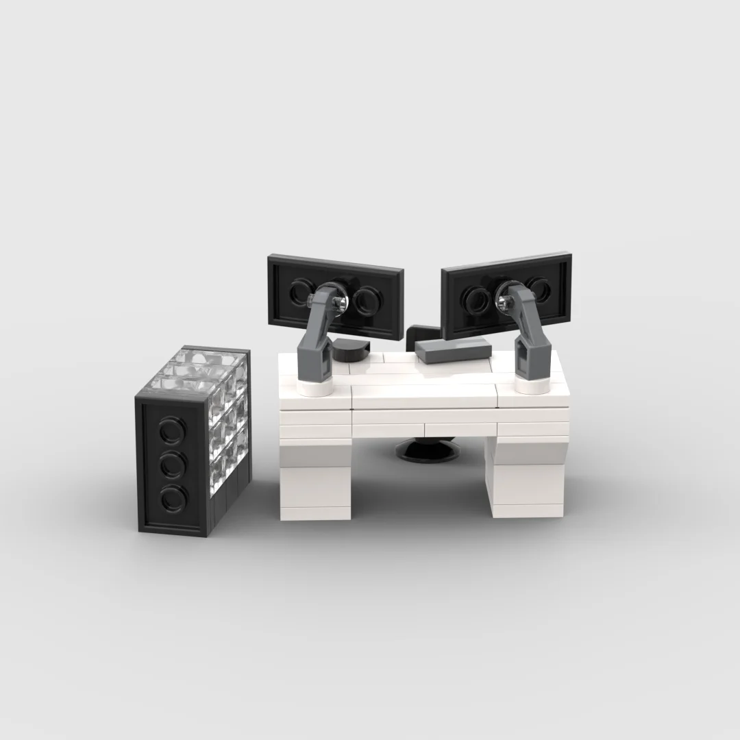 MOC Furniture Desktop Game Computer Table Desk Building Blocks Toys for Adult Assemble Bricks Parts Educational Toy Gift