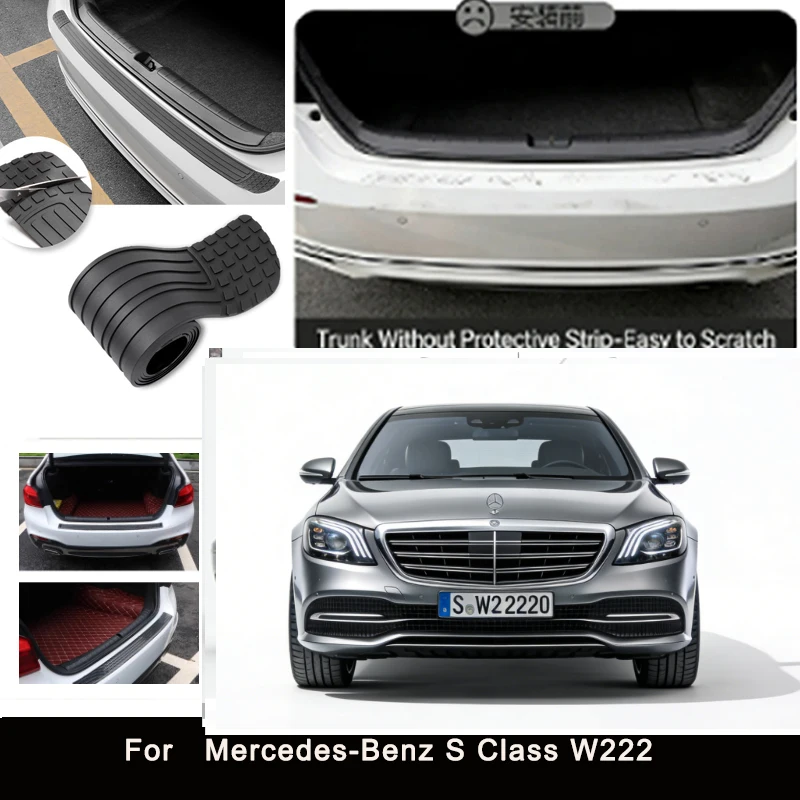 

For Mercedes-Benz S Class W222 Rear Trunk Guard Plate Sticker Car Rear Bumper Trim Anti-Kicked Scratch Protector Sticker Strip