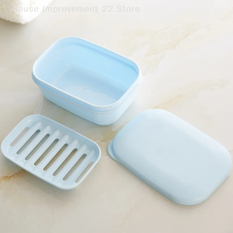 1PC Covered Soap Box With Waterproof Seal Portable Soap Box Detachable Drain Tray And Soap Pan