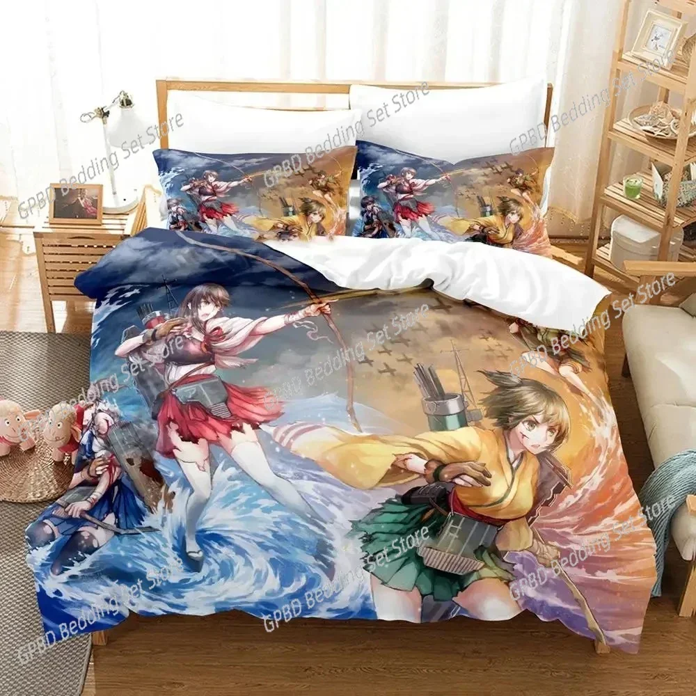 Anime Kantai Collection Game 3D Bedding Set Duvet Cover Pillowcases Single Twin Full Queen King Size Home Decor Quilt Boys Gift