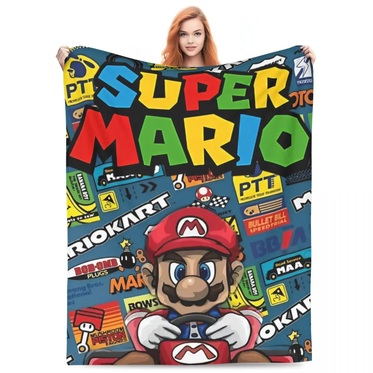 Cartoon M-Marioes-Bros Blankets Fleece All Season Portable Warm Throw Blankets for Bedding Bedroom Plush Thin Quilt