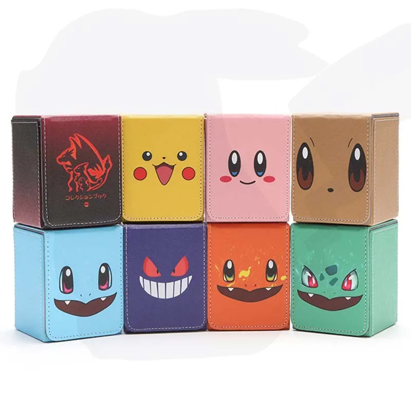 

Gengar Charizard Lugia Piplup PTCG DIY Large Capacity Leather Card Box Thickened Anime Game Collection Card Storage Box 100+