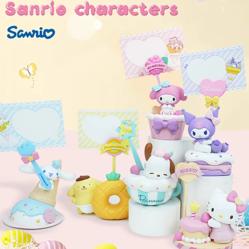 

Sanrio семейная десертная серия, декоративная коробка для заметок, милая кукла Kuromi, настольные фигурки для сообщений и заметок, игрушки, праздничные подарки для детей