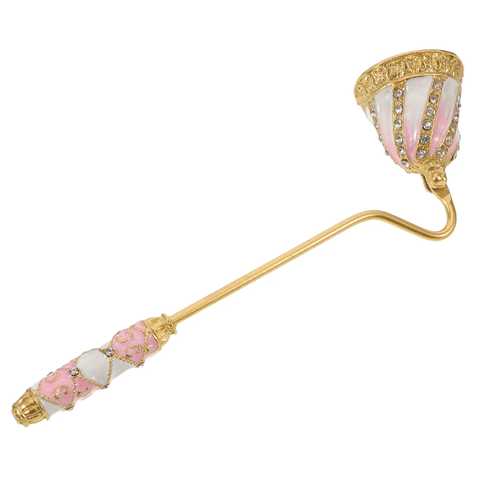 

Vintage Snuffer Zinc Alloy Metal Wick Flame Extinguisher Elegant Rhinestone Long Handle Accessory
