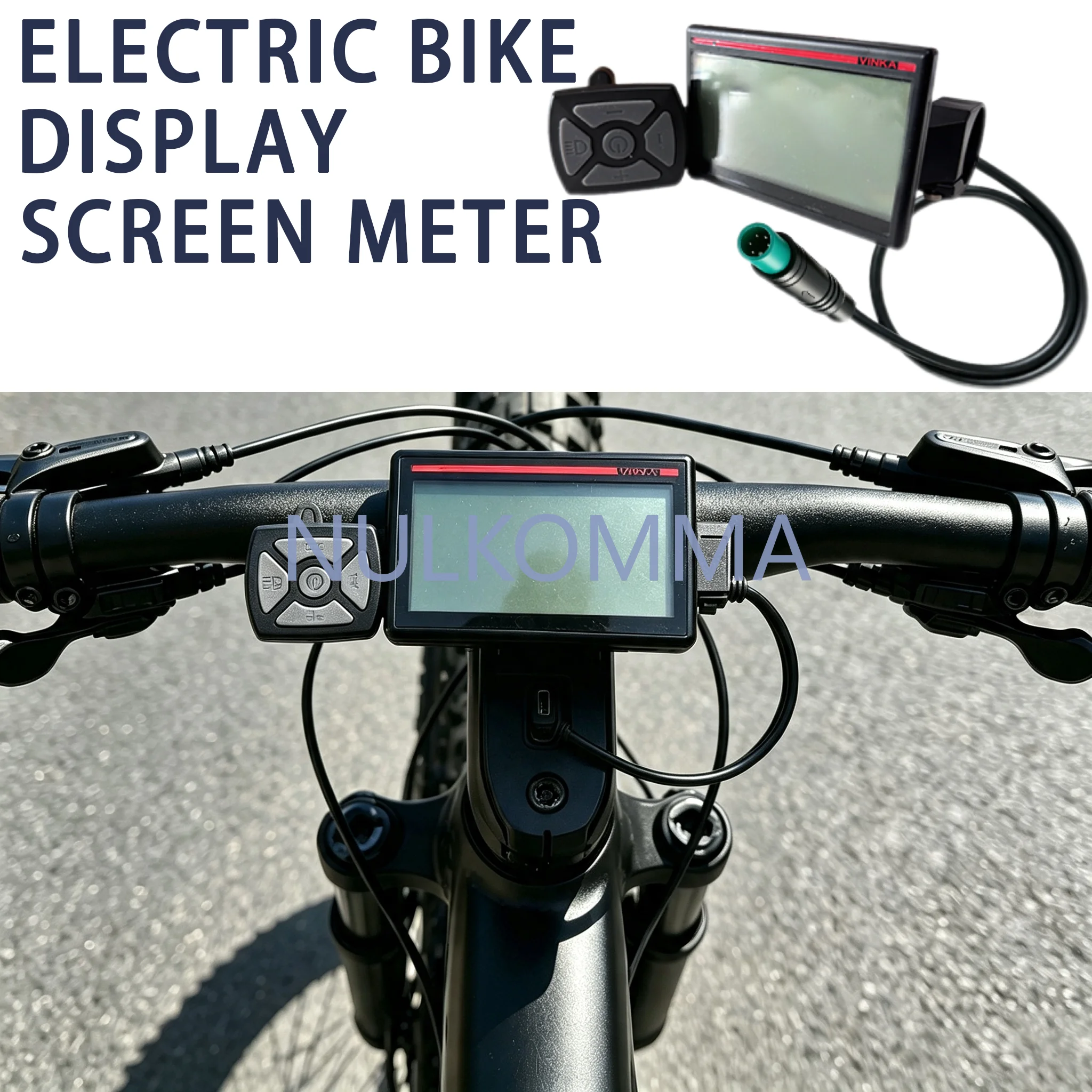NULKOMMA  Ebike LCD Dashboard Speedometer  Electric Bike Display Screen Replacement Accessory betronic VHD-C17A