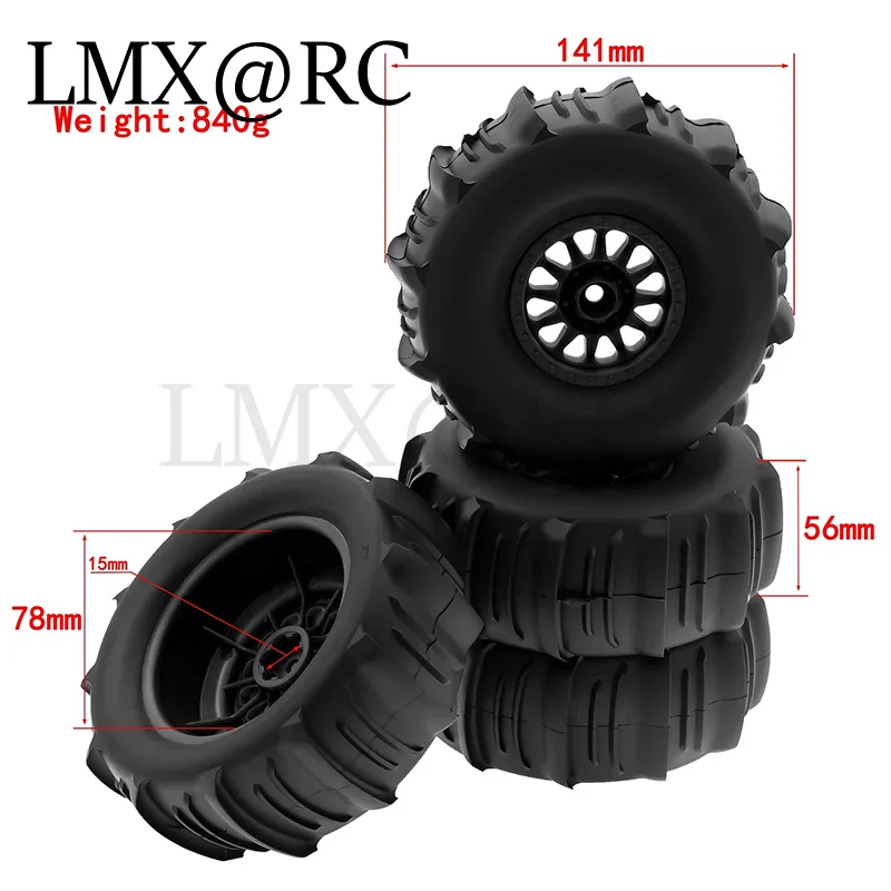 4 Pcs Remote Control Car Tire 138Mm 17Mm Wheel Hex Replacement For ARRMA Mojave TRAXS UDR FS Yikong DF7 1/7 Remote control Car