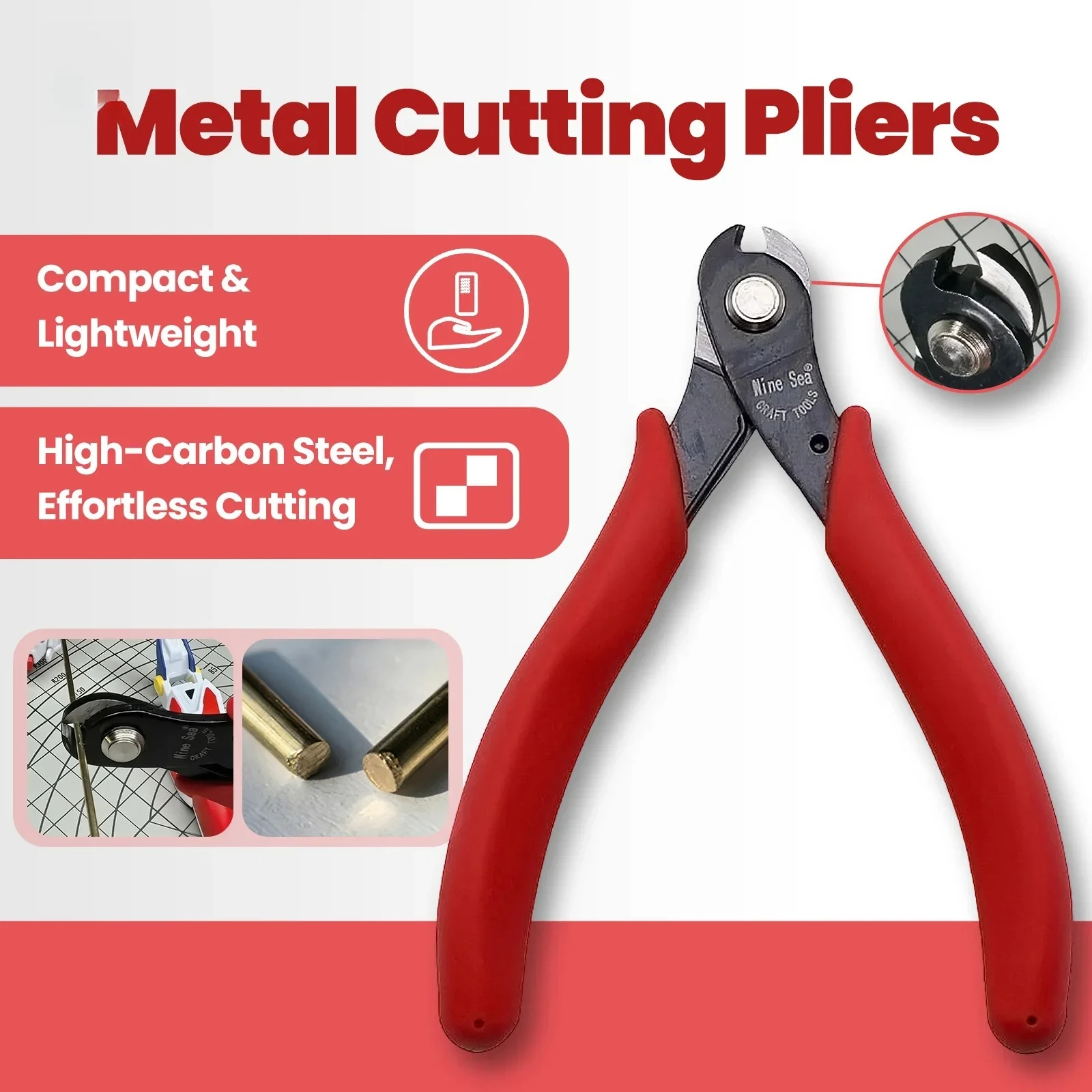 Nine Sea 628 Metal Cutting Pliers 65# High Carbon Steel Sharp Cutter for Piling Bars Copper Bars DIY Hobby Model Making Tools