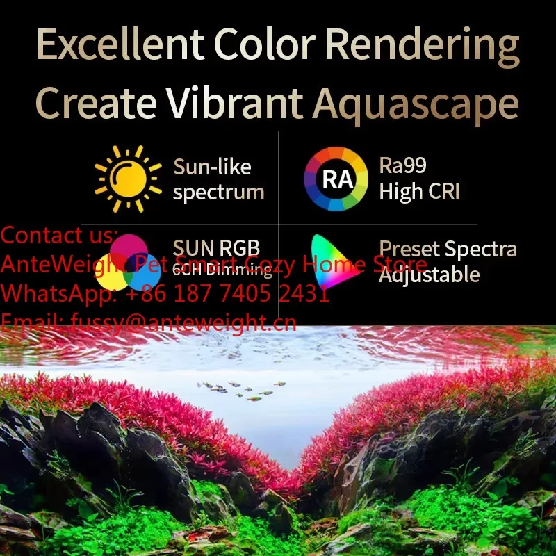T200/T300 IR-A+UV Natural Aquatic Growth Light WIFI/BT Control Fan-Free Freshwater Planted Aquarium Fish Tank LED Light