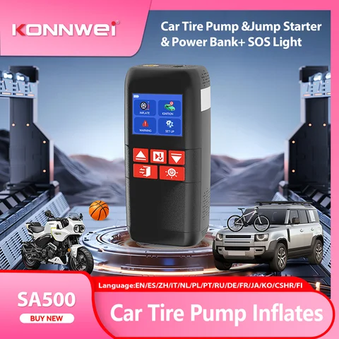 KONNWEI Car SA500 Jump Starter Air Pump Power Bank 10400mAh Car Jump…