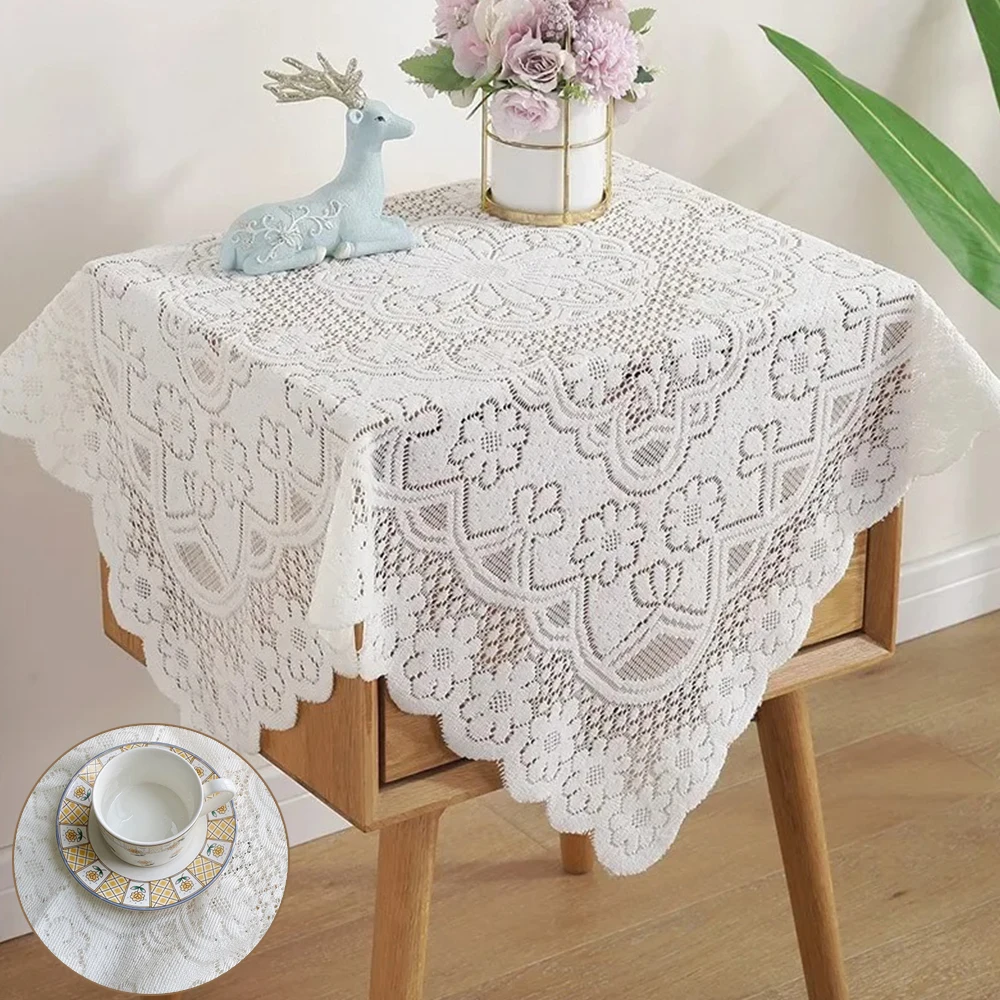 

White Lace Tablecloth Table Cover Dining Table Cover Wedding Party Decor Desk Covers Living Room Korean Instagram Blogger's Sam