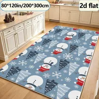 Cute Winter Snowman Christmas Tree Rug, Holiday Carpet, Suitable for Living Room, Bedroom, and Home Floor Decoration