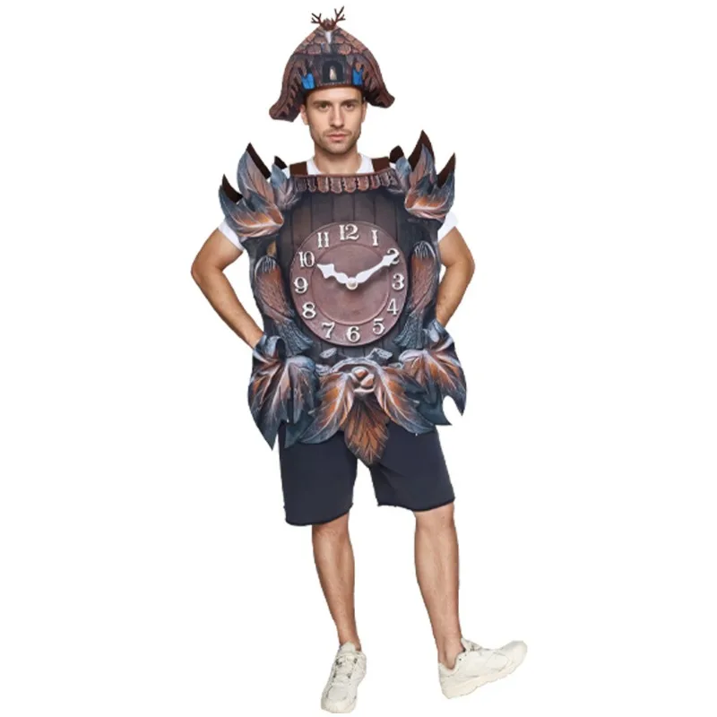 Disfraz de Halloween para Adultos, Mono de Reloj de Cuco Vintage, Divertido Disfraz de Cosplay, Vestido de Carnaval para Mujeres y Hombres, Actuación en Escenario