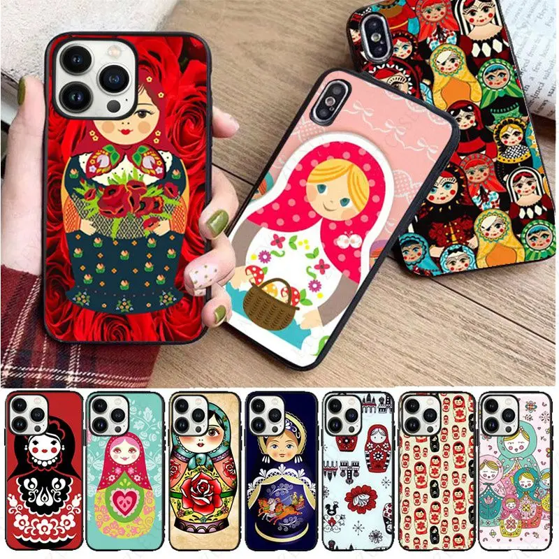 Cute Russian Dolls Pattern Matryoshka Phone Cover For iphone 16pro 15pro 14pro 11pro 12pro 13pro max 16plus 7 SE XR 12mini Cases