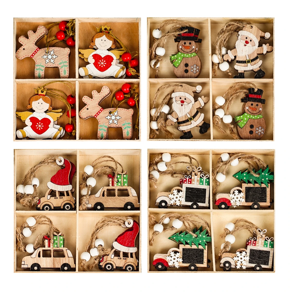 Christmas Wooden Pendants Merry Christmas Decorations 2025 Christmas Tree Ornaments Navidad Natal Xmas Gifts Happy New Year 2026