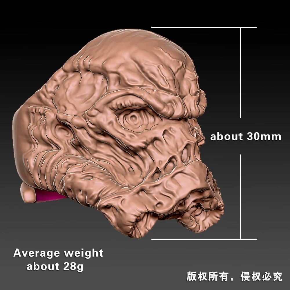 

Huge Brass Skull White Warrior Punk Ring BK314 Open US Size 8~15