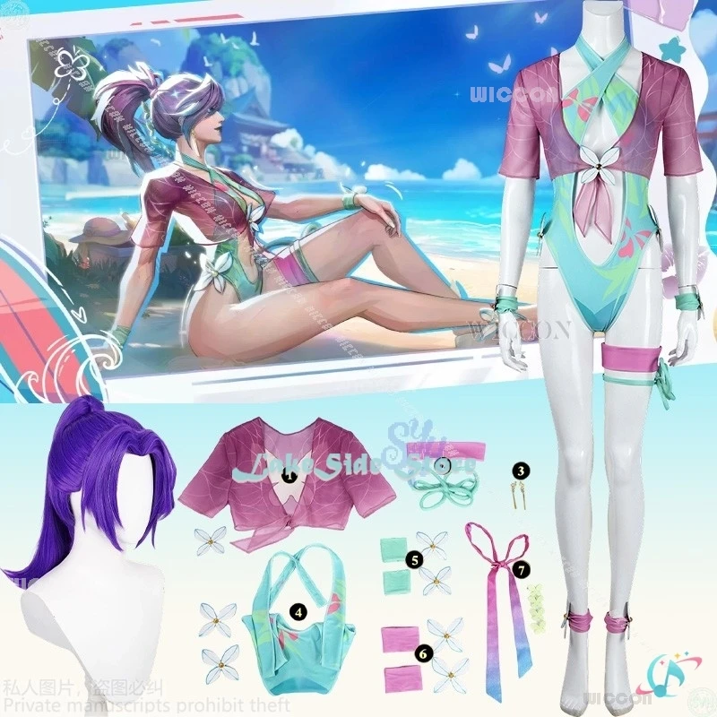 

Halloween Costume Psylockeee Kwannonn Game Rivals Cosplay Anime Costume Summer Sexy Deep V Bikini Lingerie Carnival Outfit Adult
