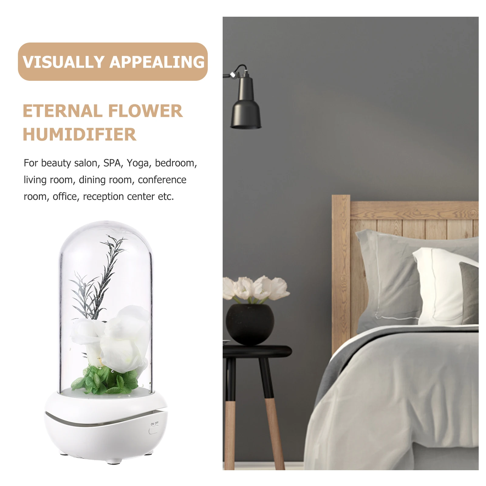 

Preserved Flower Aroma Diffuser LED Aromatherapy Miniture Landscape Humidifier Rose Eternal Night Light Artificial
