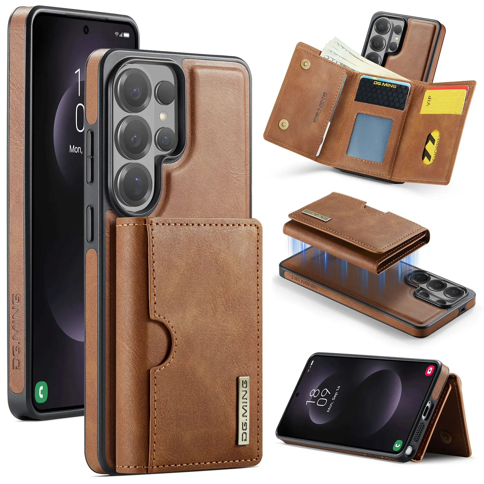 Business 2 in 1 Magnetic Leather Wallet Cards Solt Case for Samsung S26 Ultra S25 S24 Plus S23 S22 for Magsafe Shockproof Cover