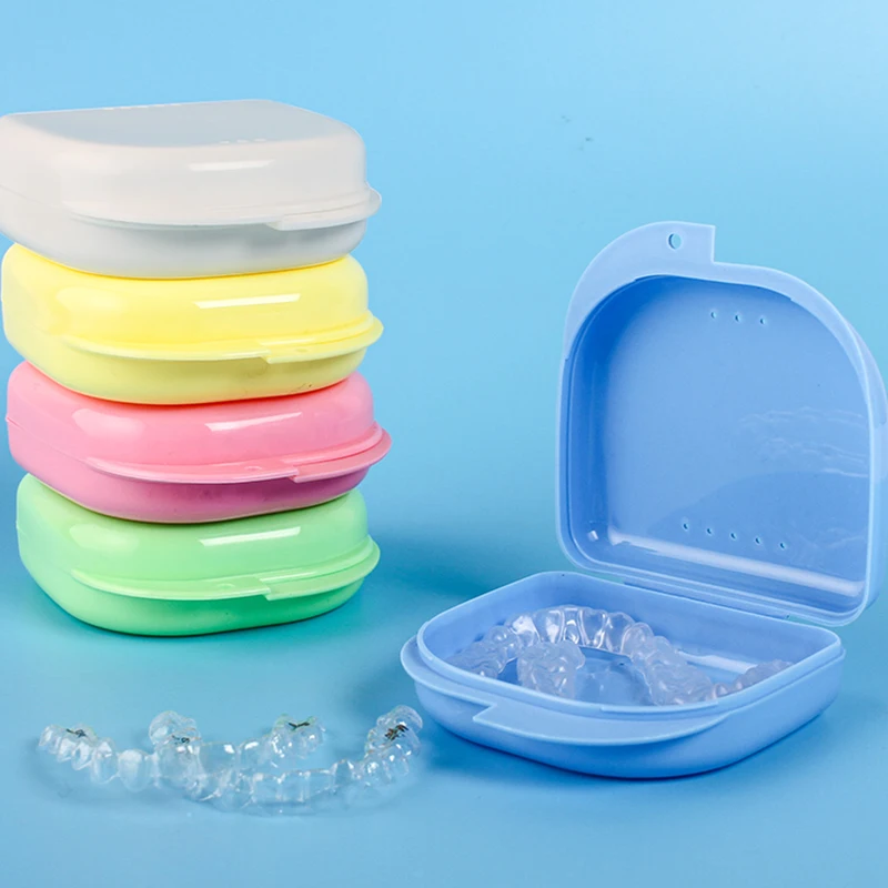 Multicolor Fake Teeth Box Denture Storage Case Dental Retainer Mouth Guard Denture Storage Plastic Box Oral Hygiene Supplies