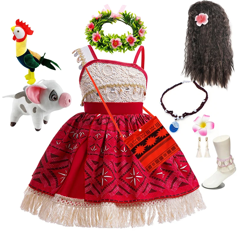 Moana 2 film robe de princesse pour filles Cosplay Vaiana carnaval fête Costume enfants Halloween vêtements fantaisie avec chapeaux tenues