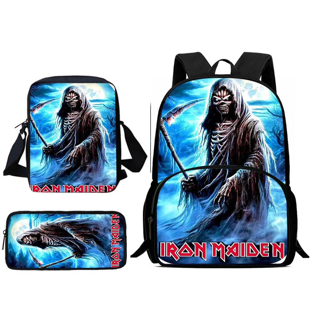 เด็กกระเป๋าเป้สะพายหลังโลหะ M-maidens Band I-irons กระเป๋าสะพายดินสอนักเรียนขนาดใหญ่ความจุกระเป๋าสําหรับชายหญิงที่ดีที่สุดของขวัญ