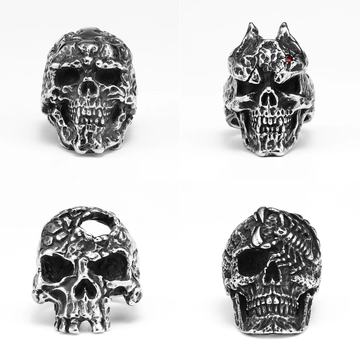 Punk Skull Men Rings Stainless Steel Women Jewelry Gothic Rock Vintage Black Decoration Fashion Accessories Gift Wholesale