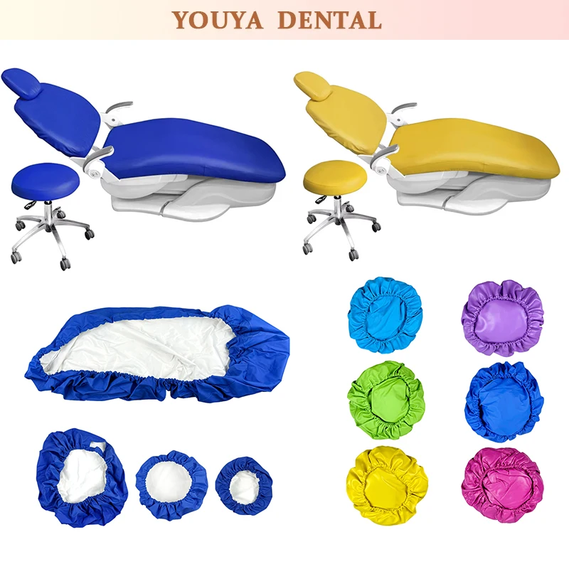 

4pcs/set PU Leather Dental Chair Cover Unit Dental Chair Elastic Waterproof Protective Cover and Dental Chair Cushion Foot Pads
