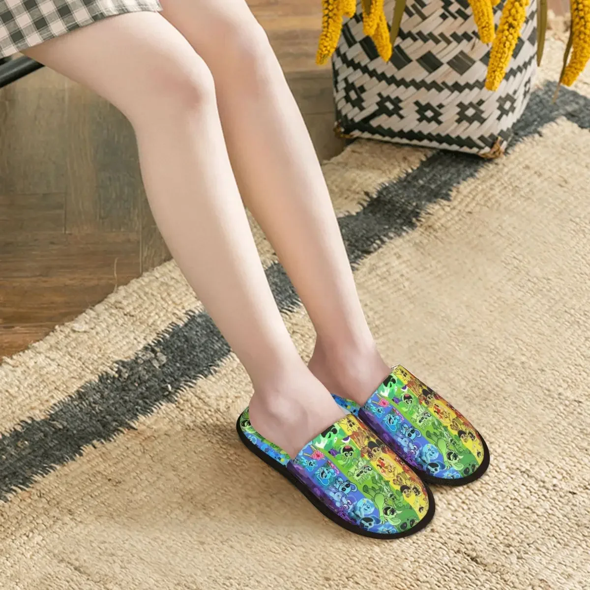Custom Smilings Critters Game Cartoon Memory Foam Slippers Women Cozy Warm House Slippers image 5