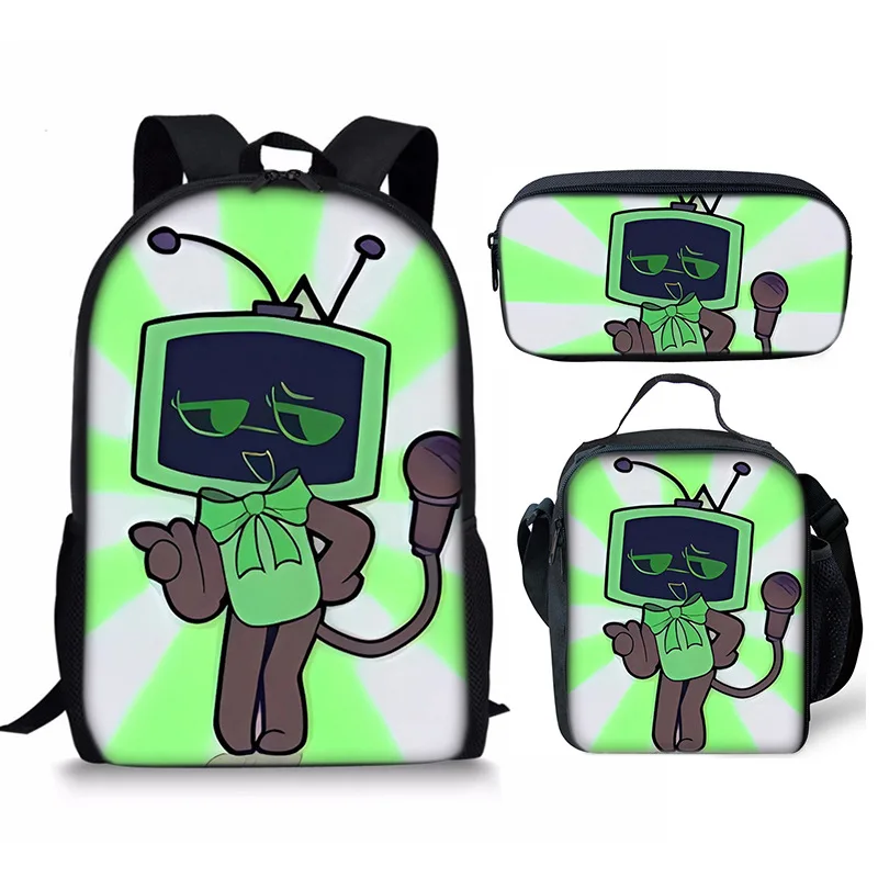 高級人気面白いダンディの世界-3d-プリント-3-ピース-セット生徒スクールバッグラップトップデイパックバックパッククロスボディランチバッグ鉛筆ケース