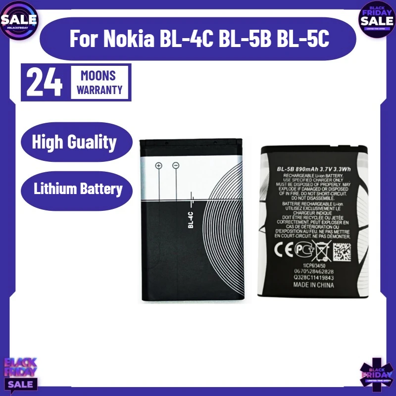 

Battery for Nokia BL-5C【N72/3100】BL-4C【 6300/6100/1202】BL-5B【 N90/6120c/3220/N80】Card-insertable Speaker Toy Ordering Assistant