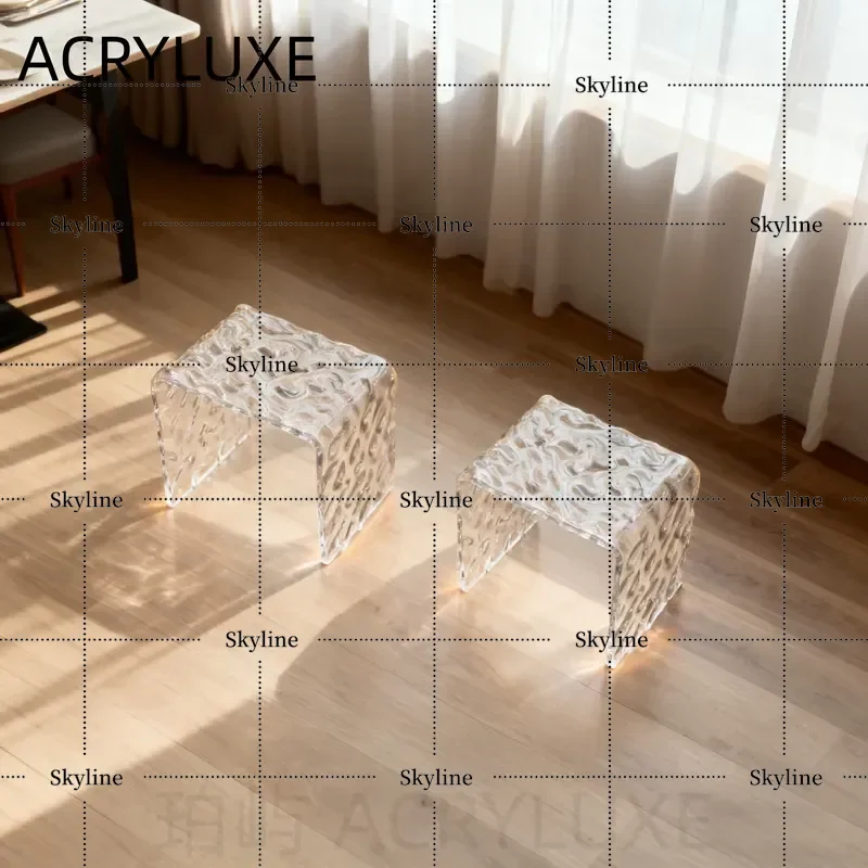 Modern Transparent Acrylic Small Stool Waterproof Low Seat for Bathroom Bath Shoe Changing Household Furniture