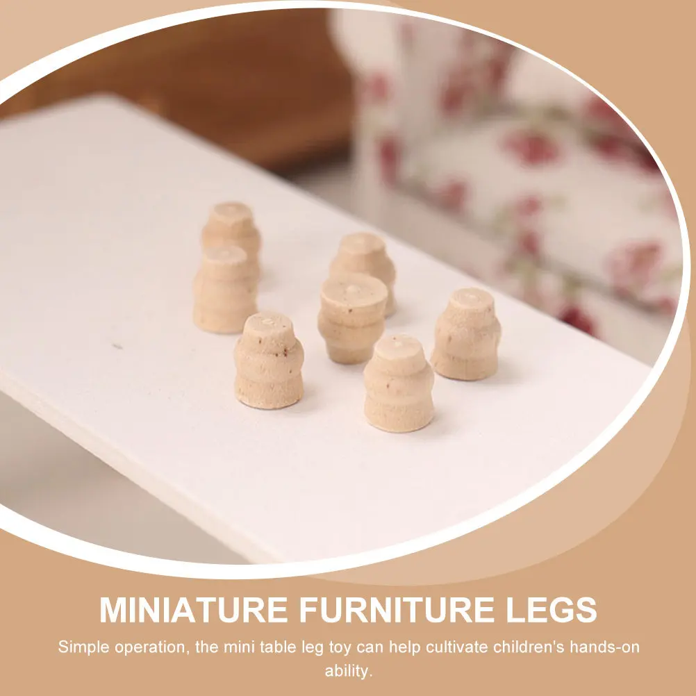 12Pcs Mini Furniture Wood Legs Mini Sofa Bed Table TV Cabinet Feet Supplies Miniature Furniture Legs