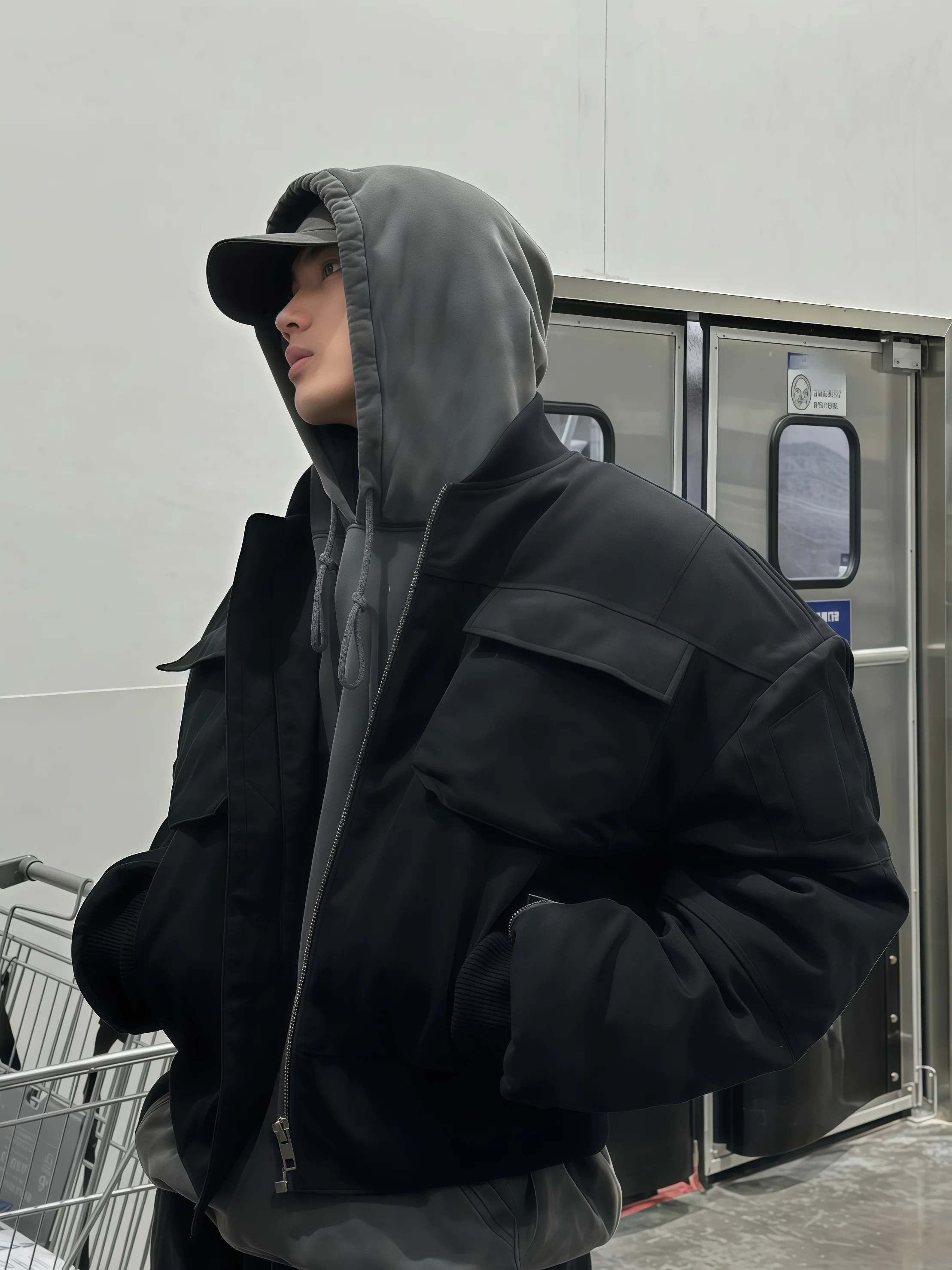 

Men's ort American Sle Cleanfit Workwear Jaet Thiened Cotton down Coat Winter Warm Baseball Collar Coat Youth Faion