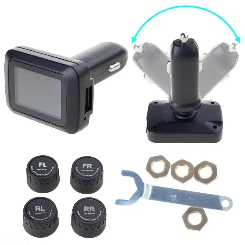 G7NA Cigarette-Lighter Tire Pressure Monitor 0-3.5Bar Adjustable 4 External TPMS Tire Pressure Monitoring System