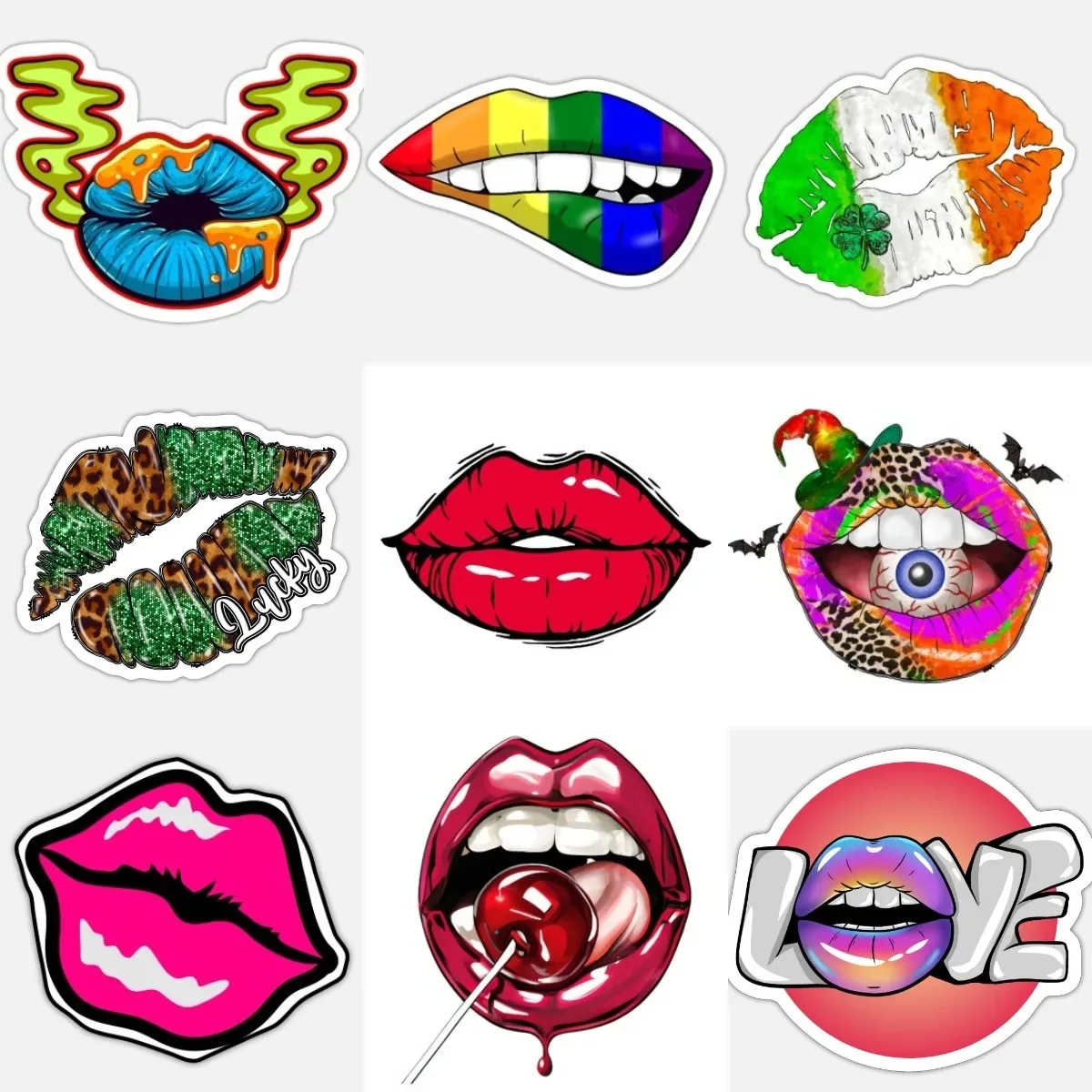 

Lips Kiss Creative Personalized PVC Sticker for Decorate Table Fridge Wall Car Van Helmet Bumper Window Decal Accessories
