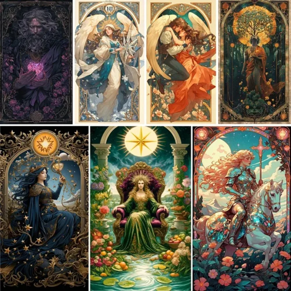 Acrylic Paint By Numbers Tarot & Angelic Oil Painting Package Art Picture For Bedroom Wall Adults Hand Painted Unique Gift