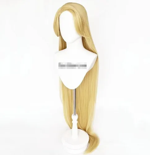 Parrucca Cosplay Super lunga bionda diritta di alta qualità grovigliata principessa 150cm parrucca Anime capelli sintetici + cappuccio parrucca