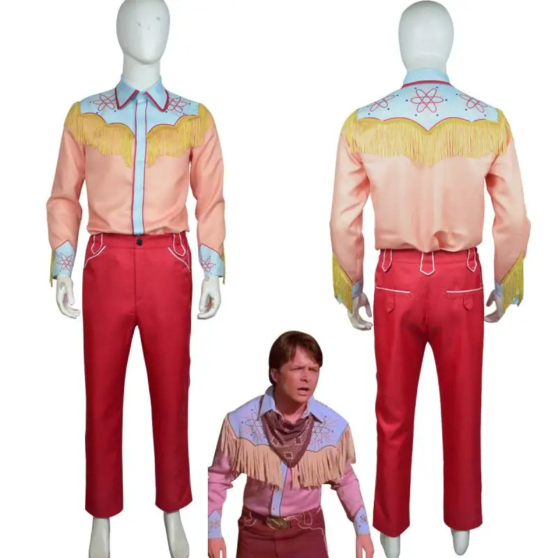 Costume d'Halloween pour adultes, inspiré du film « Retour vers le futur 3 », représentant Marty McFly, cowboy, pour hommes.