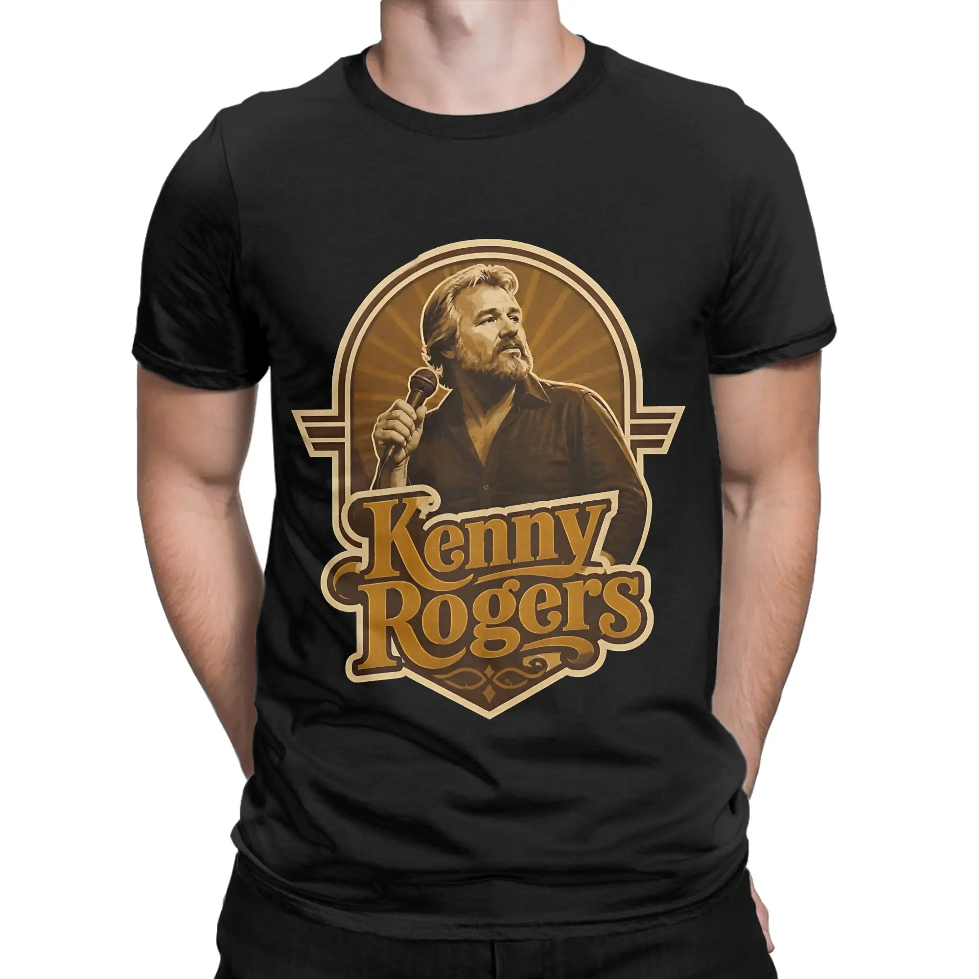 Western Folk Music  Classic Kenny Rogers Novelty 100% Cotton T-Shirt Tees Tops For Men