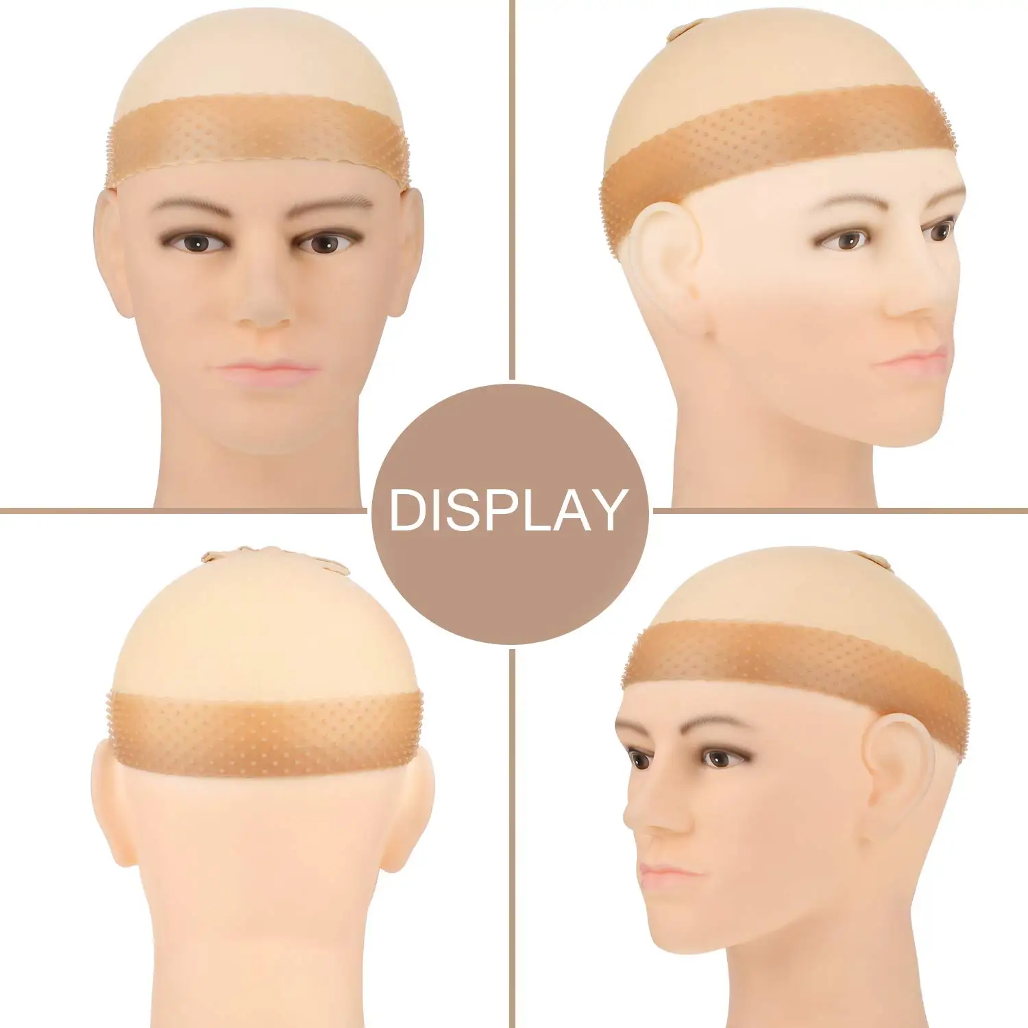 1 Silicone and 4 Wig Cap Stocking Wig Caps Non-Slip Stretchy Nylon Wig Caps For Women, Soft And Breathable Close End Wig Caps