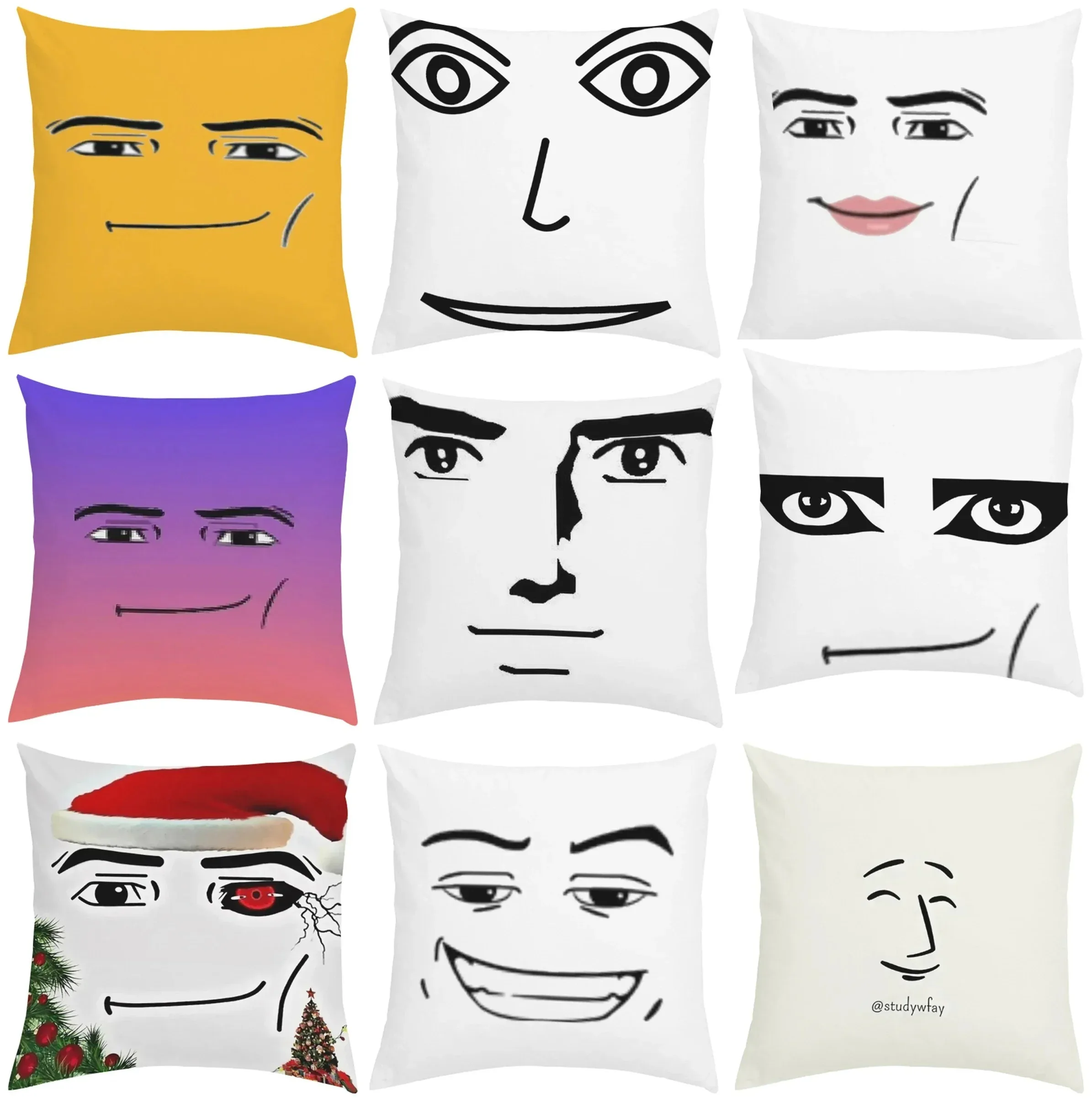 40x40cm Single Pillowcase Men's Face Double Sided Print Short Plush Sofa Cushion Cover Back Support Bed Sleep Pillow 50x50cm