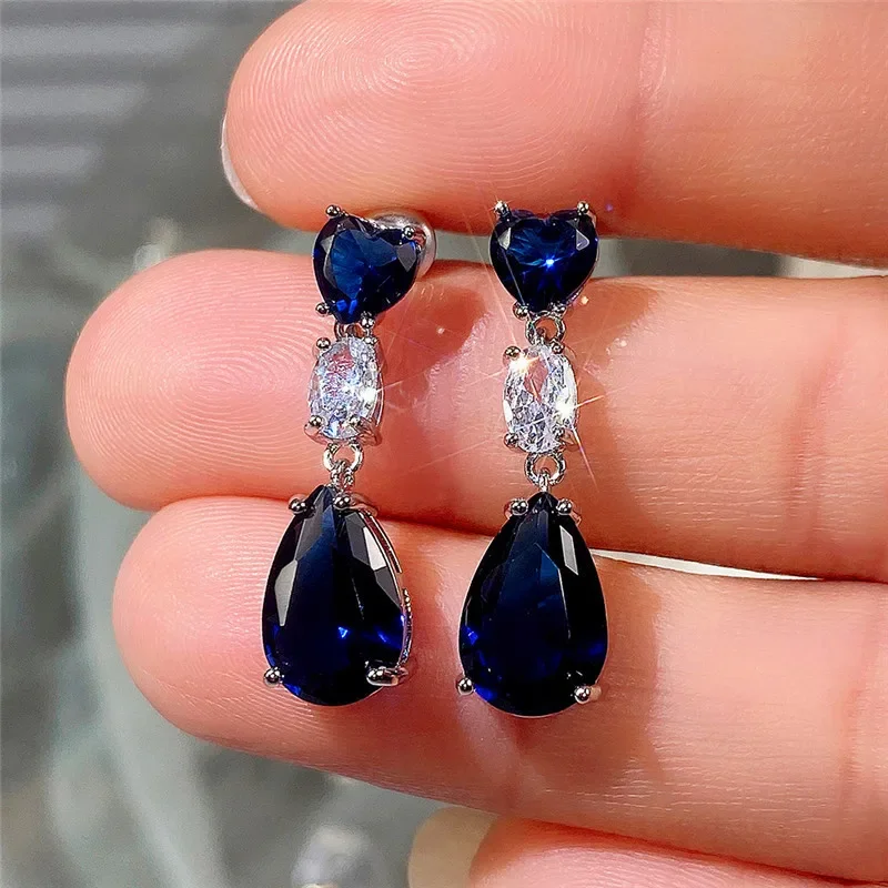 New Bright Whit/Blue/Pink/Yellow Drop Earrings for Women Simple Stylish Design Versatile Girls  Luxury CZ Hot Jewelry