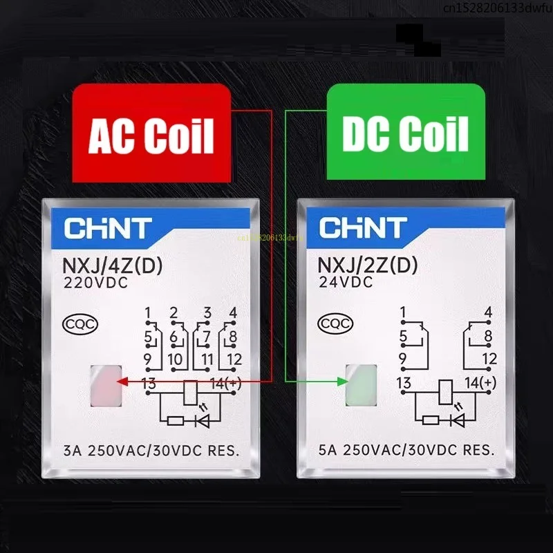 CHINT Intermediate Relay NXJ/2Z(D)  NXJ/4Z(D) NXJ/2ZH(D) AC DC 380V 220V 110V 48V 36V 24V 12V MY2NJ MY4NJ LY2NJ Cable Sleeves