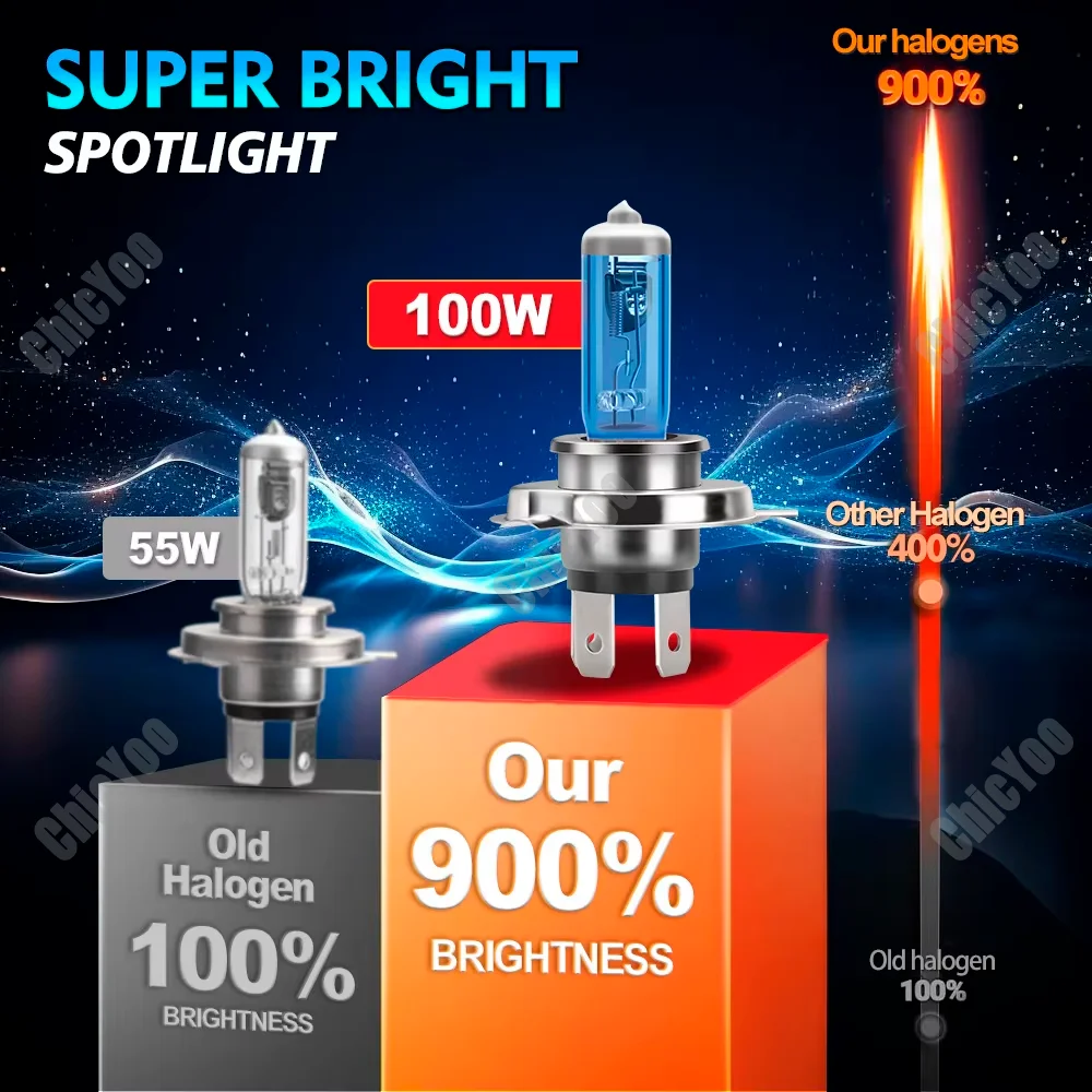 2PCS 6000K Super White H4 High Low Beam Halogen Headlight Bulbs 12V For VW Polo 6R 2009 2010 2011 2012 2013 2014 2015 2016 2017 view 2