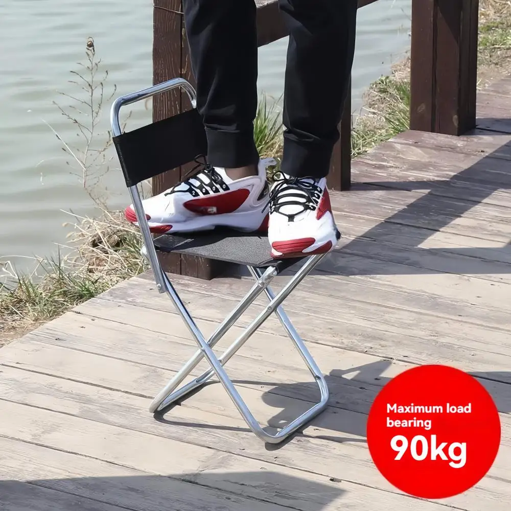 Outdoor Folding Chair Stainless Steel Folding Stool Portable Folding Backrest Chair Outing Backrest Mazar