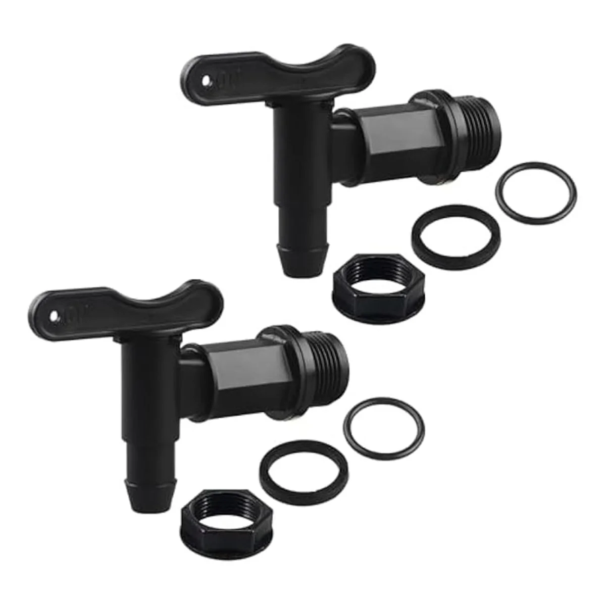 2 Set Drum Spigot Faucet Pail Taps with Gasket Plastic Construction Materials NPT Connection for Plastic Gallon Drums